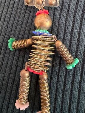 Unique Vintage 1960s Era Handcrafted Steampunk-Style Wired Clown Pin